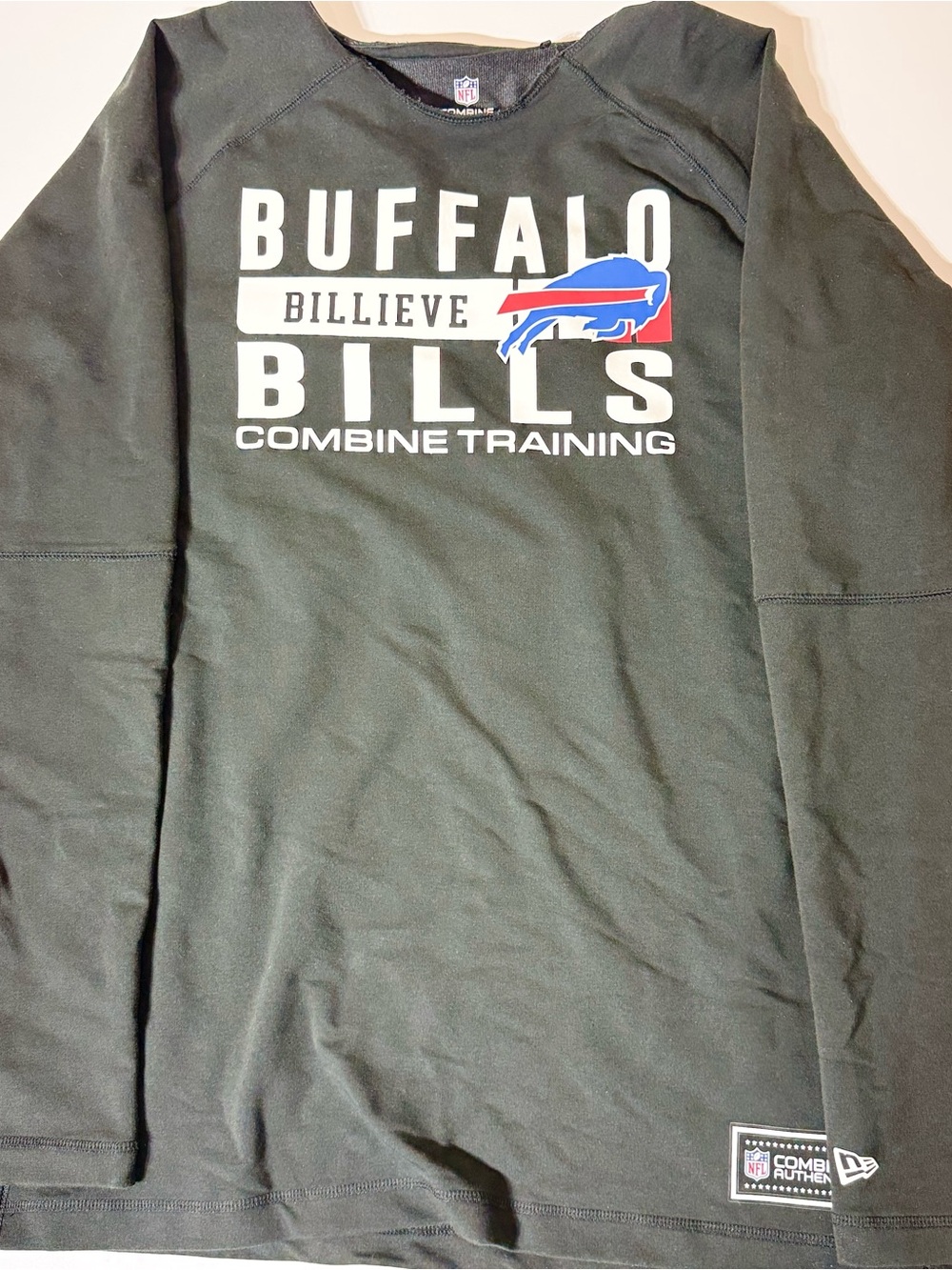Buffalo Bills Combine Authentic Long Sleeve Tee - Black with Red & Blue Logo